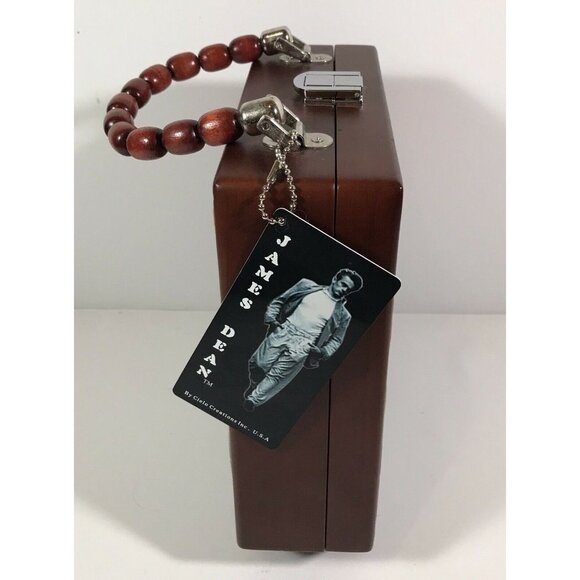 James Dean-Evening Purse, Wood Handbag Beaded Wood Handle super cute - Picture 2 of 7